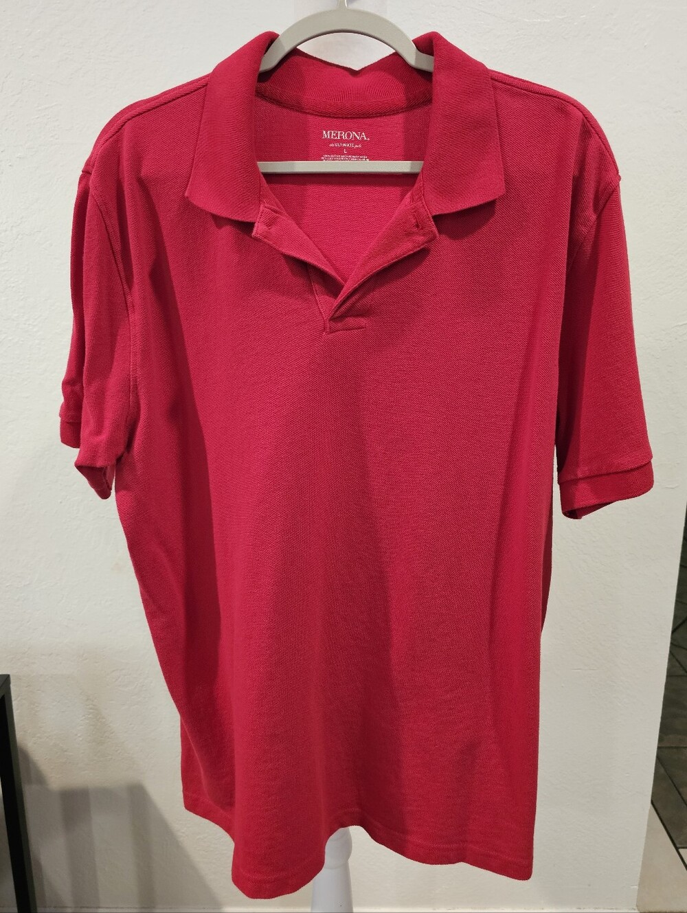 Merona Men's Bright Red Polo Shirt, Sz L, EUC